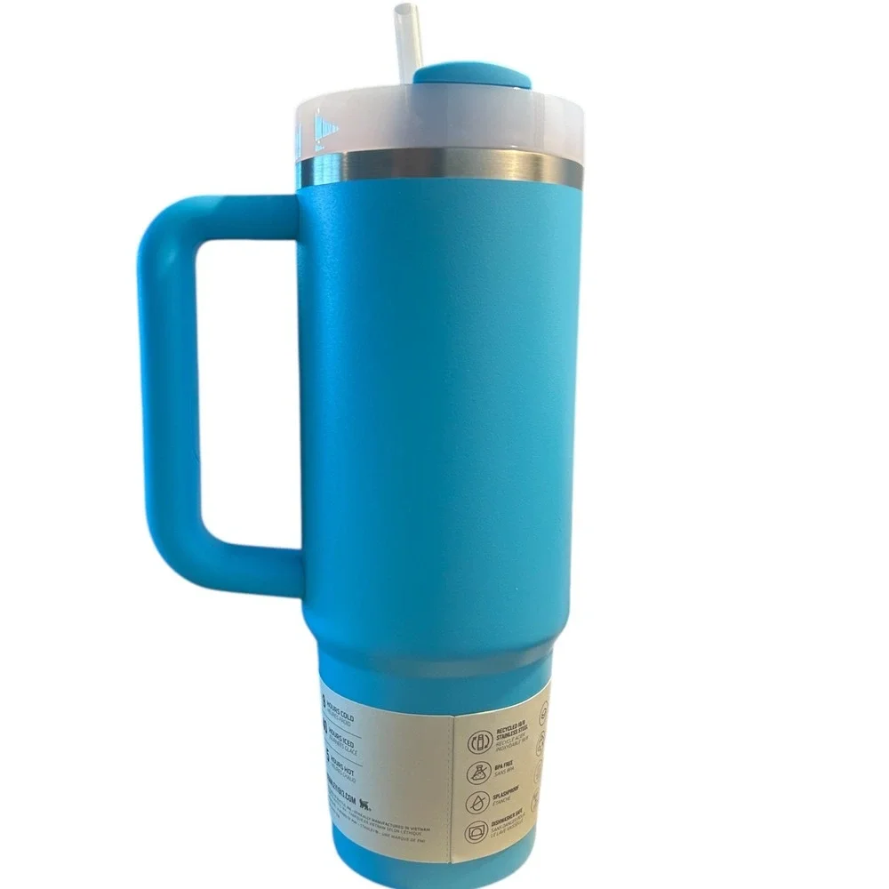 Stanley Quencher H2O Tumbler 30 oz Aqua Blue Flowstate Straw Lid Car Cup Holder - Picture 3 of 10